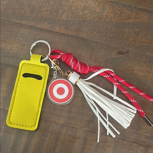 Target Accessories - Target Bag Charm Yellow Keychain with Red and White Tassel